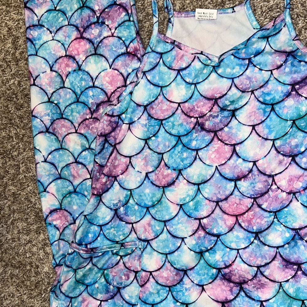 Girls Mermaid Romper - Blue, Purple, White - Comfy, Dress up, Costume, Outfit - Picture 3 of 6